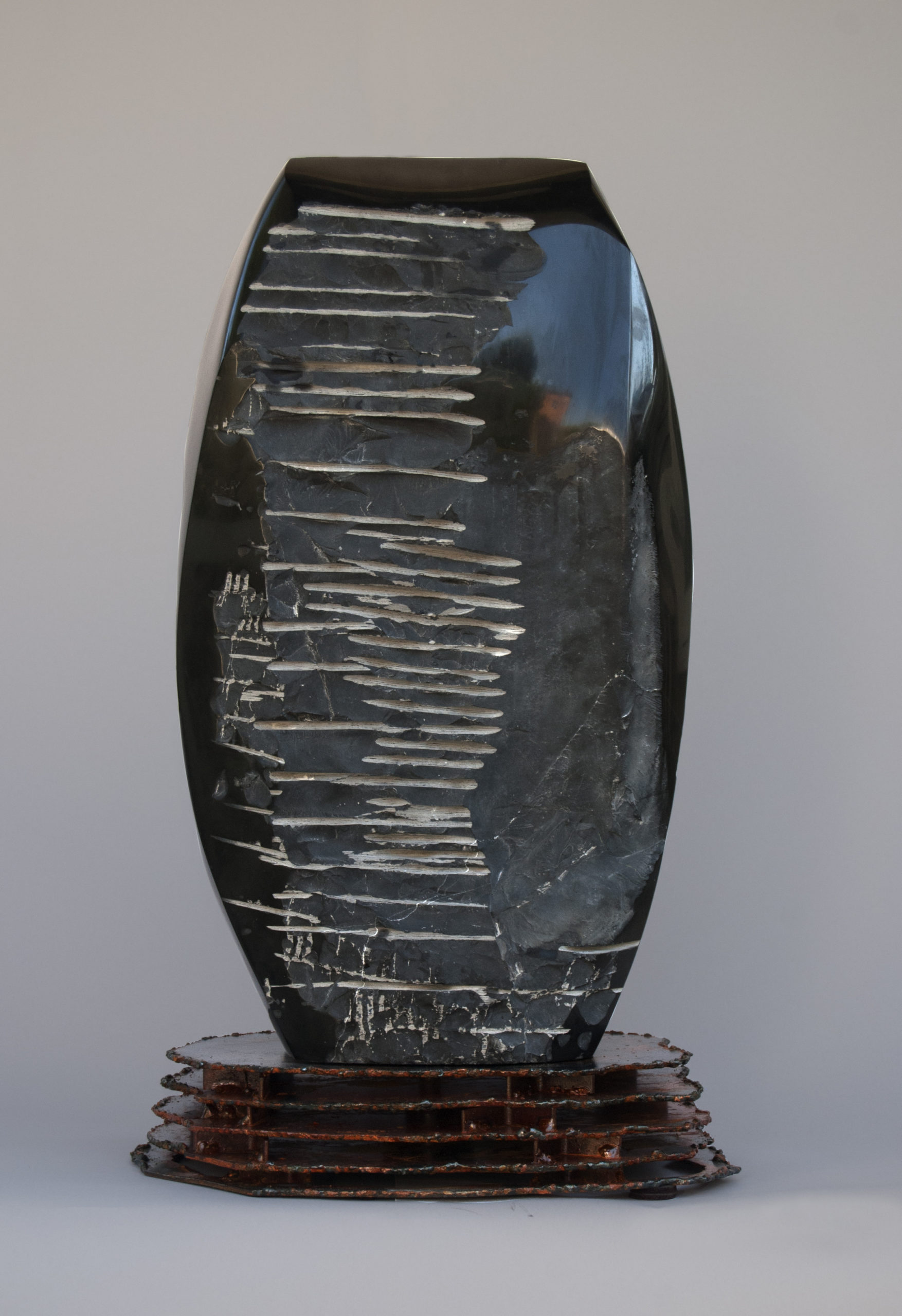 Ken Barnes, “Pod”, 25” X 13” X 9”, 2013, Belgian black marble