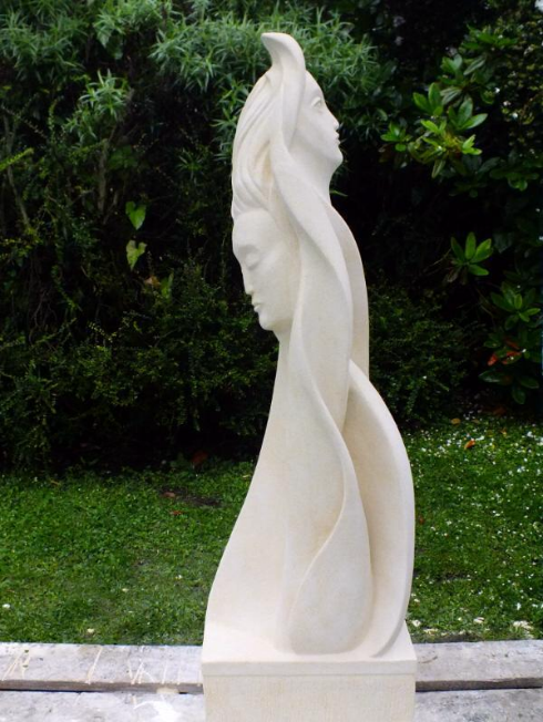 'Reflection', Shaugn Briggs, 59" high, Oamaru Stone