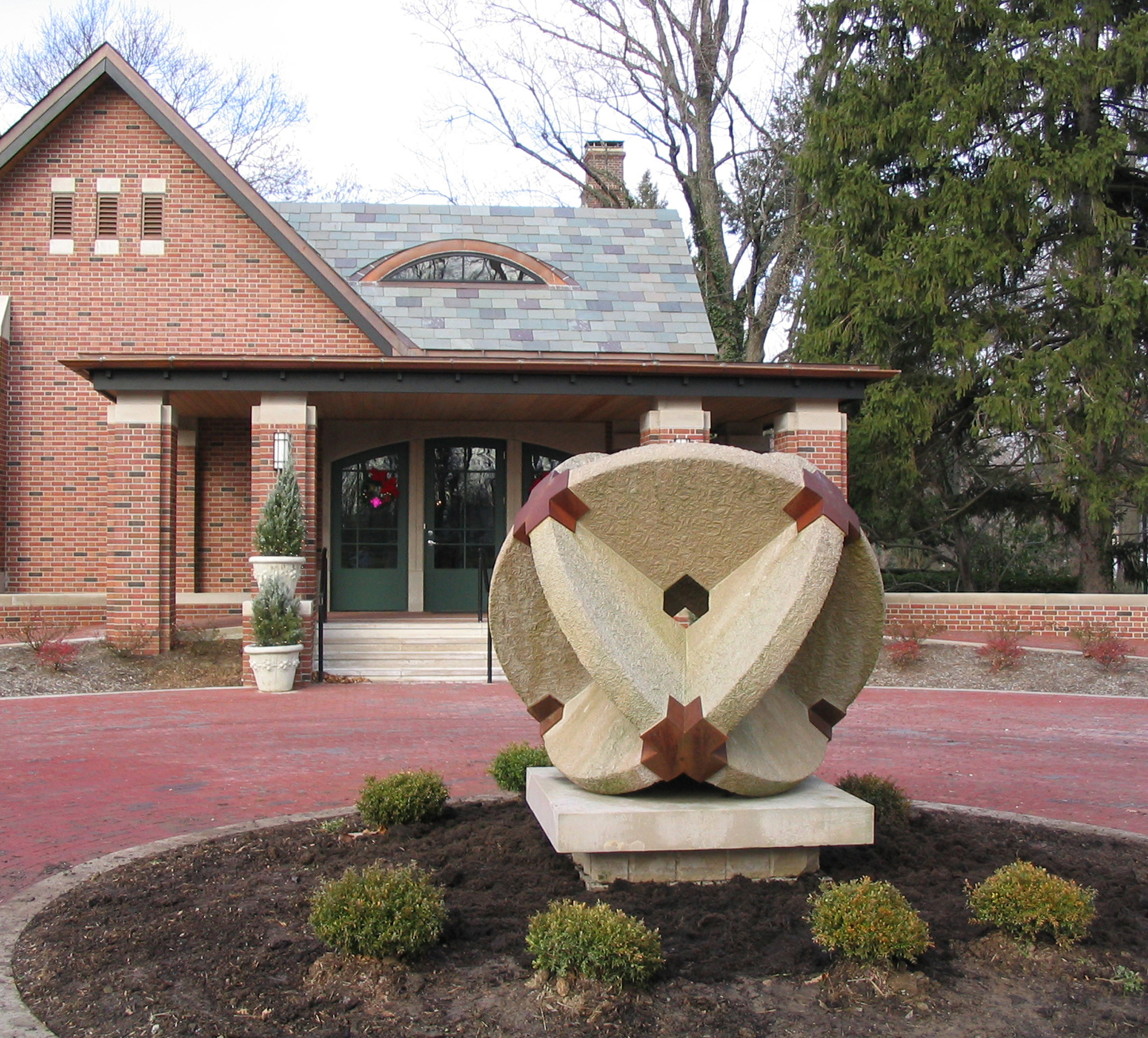 SPHERE, Dale Enochs, 6.5’ X 5.5’ X 5.5’, limestone, steel