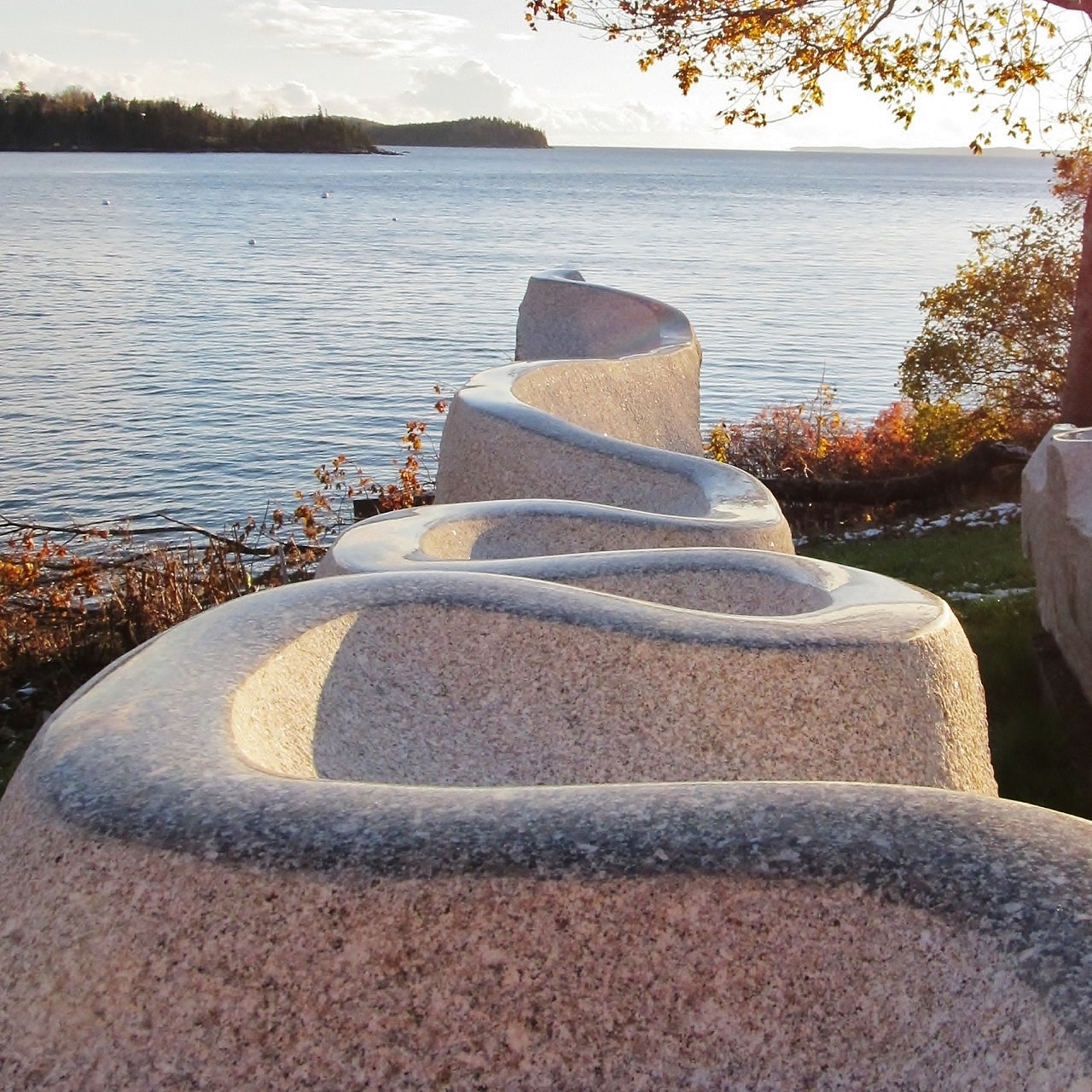 •	Home and Away, Lavender Gray Maine Granite, 9’-2” H x 7’-10” W x 22’-10” W Bob Leverich