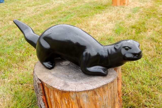 “River Otter”, 42” long X 12” high X 12” wide, columnar basalt 