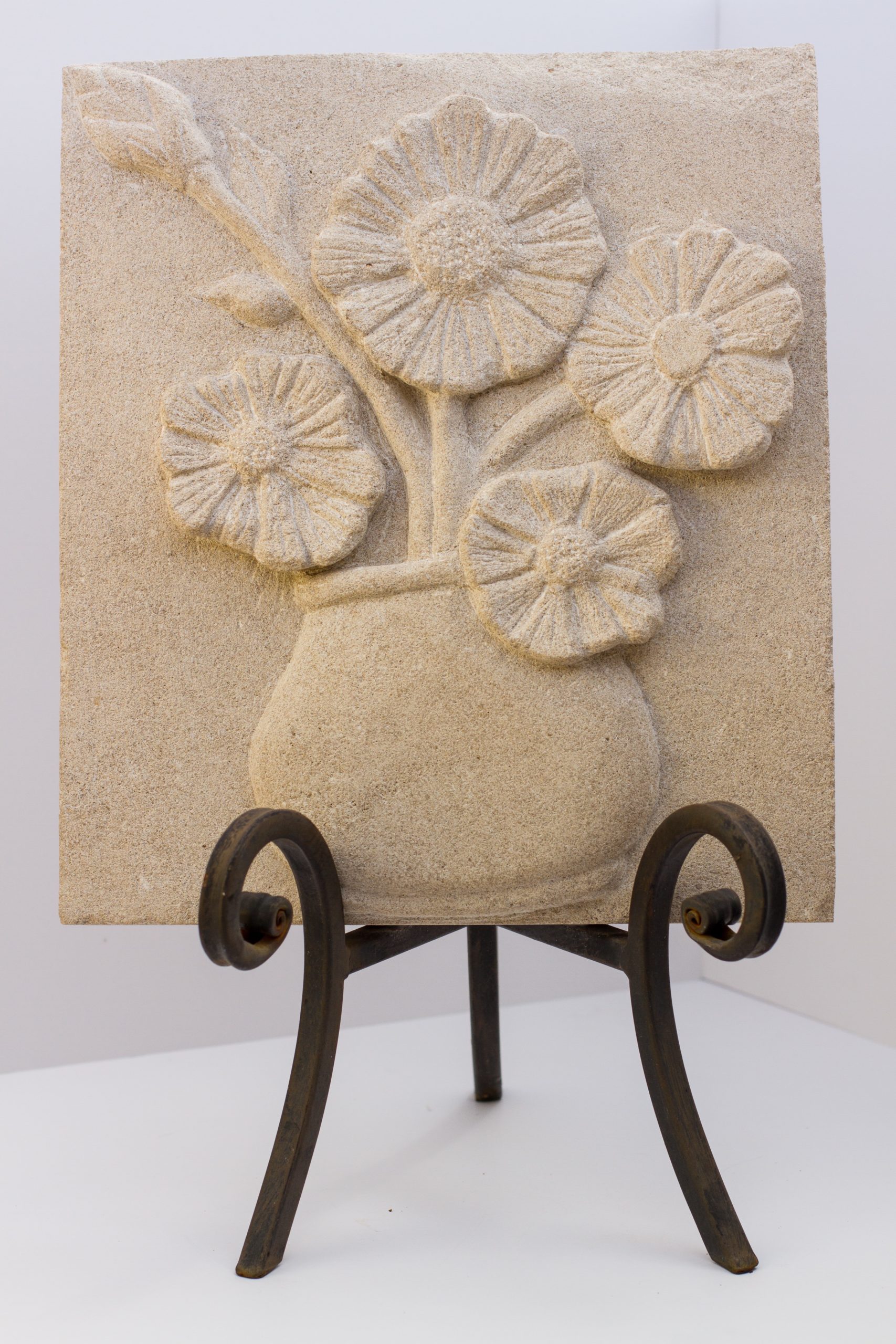 Limestone Floral Relief, "Flowers for Nancy" by Adrian Hoye